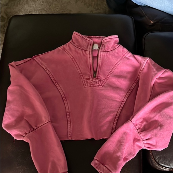 Urban Outfitters Sweaters - Pink Cropped Pullover with Zipper